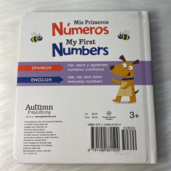 Baby/Toddler/Children Bilingual Board Book Spanish & English "First Numbers" - Picture 2 of 7